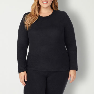 Cuddl Duds Womens Sofwear Long Sleeve V Neck Top, Color: Black - JCPenney