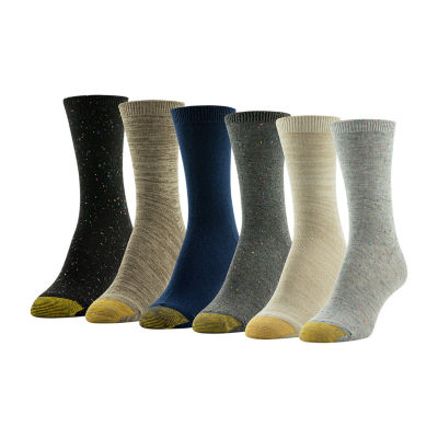 Gold Toe Flat Knit Short 6 Pair Crew Socks Womens