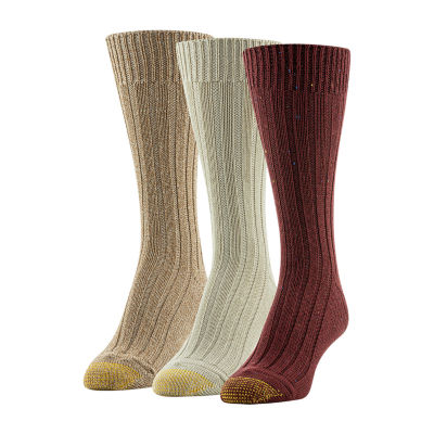 Gold Toe Ribbed 3 Pair Crew Socks Womens, Color Burgundy JCPenney