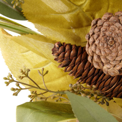 Linden Street 22in Mixed Leaf Pinecone Wreath