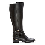 Liz Claiborne Womens Tenny Flat Heel Riding Boots, Color: Black - JCPenney