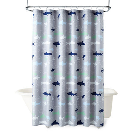 Under The Stars Kids Shark Shower Curtain, One Size, Gray