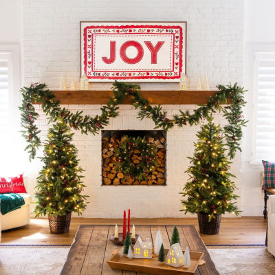 Nearly Natural 5 Pc Garlends And Wreath Set 5 Foot Pre-Lit Pine Christmas Tree