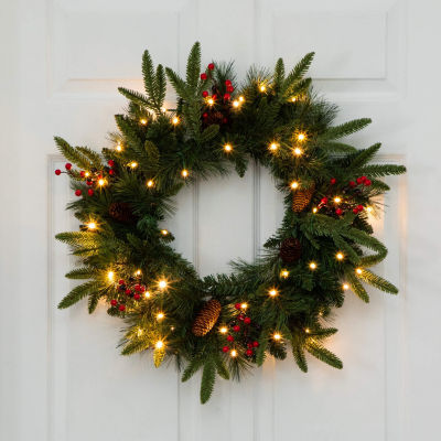 Nearly Natural 5 Pc Garlends And Wreath Set 5 Foot Pre-Lit Pine Christmas Tree