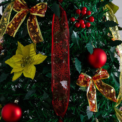 Nearly Natural Foot Pre-Lit Collapsible Pre-Decorated Pine Christmas Tree