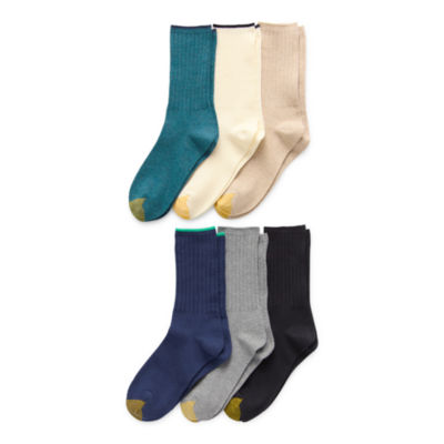Gold Toe Ribbed Womens 6 Pair Crew Socks