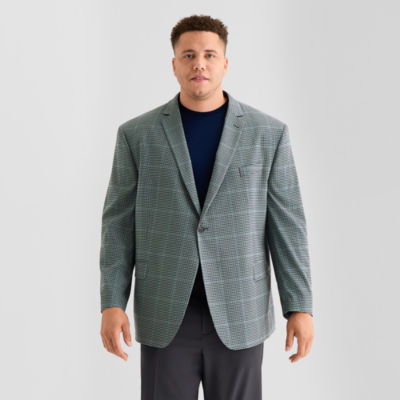 Ferrar Mens Big and Tall Plaid Classic Fit Sport Coat, Color