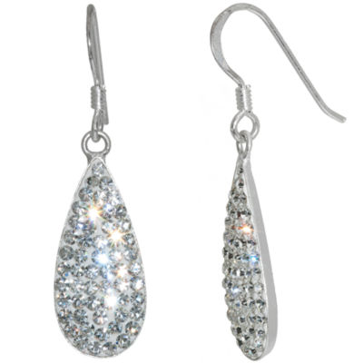 Sparkle Allure Womens Crystal Pure Silver Over Brass Drop Earrings
