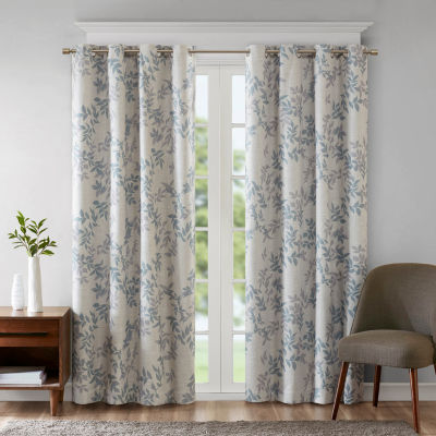 Sunsmart April Leaf Energy Saving Blackout Grommet Top Single Curtain ...