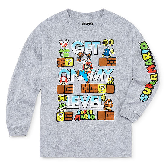 Little & Big Boys Crew Neck Super Mario Long Sleeve Graphic T-Shirt