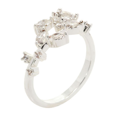 Sparkle Allure Womens White Cubic Zirconia Pure Silver Over Brass Hypoallergenic Bypass  Band