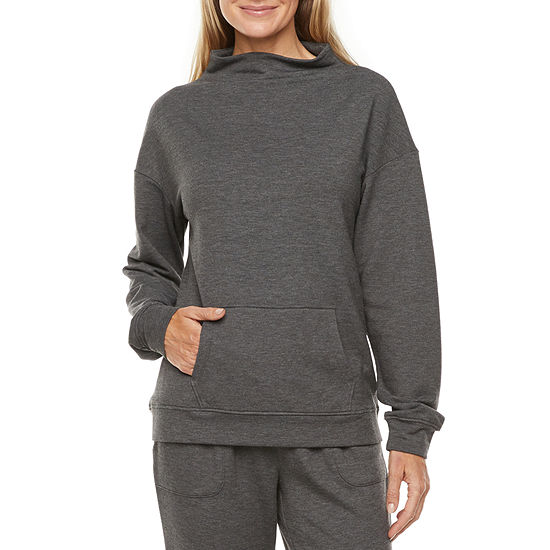Ambrielle Womens Long Sleeve Funnel Neck Pajama Top