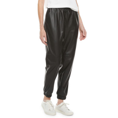 Stylus Vegan Leather Womens High Rise Jogger Pant