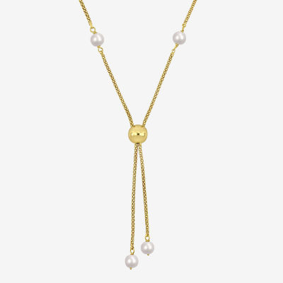 Womens White Cultured Freshwater Pearl 18K Gold Over Silver Y Necklace JCPenney