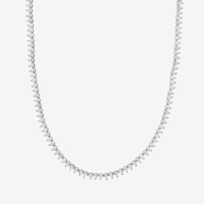 Womens Lab Created White Sapphire Sterling Silver Tennis Necklaces