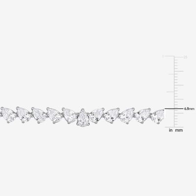 Womens White Sapphire Sterling Silver 18 Inch Tennis Necklace