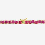 Womens Lab Created Red Ruby 18K Gold Over Silver Tennis Necklaces