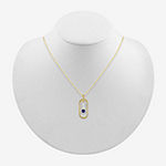 Womens Lab Created Blue Sapphire 14K Gold Over Silver Pendant Necklace