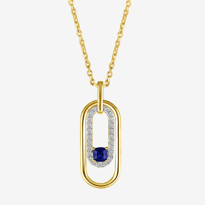 Womens Lab Created Blue Sapphire 14K Gold Over Silver Pendant Necklace JCPenney