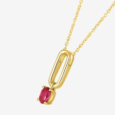 Womens Lab Created Red Ruby 14K Gold Over Silver Pendant Necklace