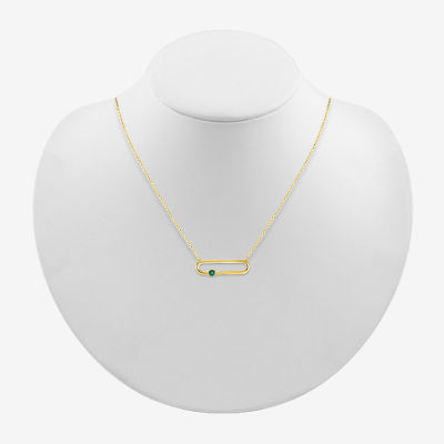 Womens Lab Created Green Emerald 14K Gold Over Silver Pendant Necklace