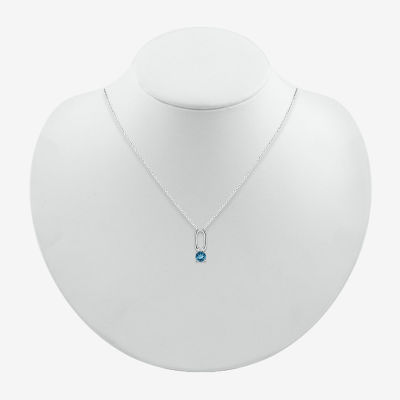 Womens Genuine Blue Topaz Sterling Silver Pendant Necklace