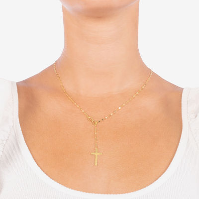 Womens 14K Gold Over Silver Cross 22 Inch Pendant Necklace