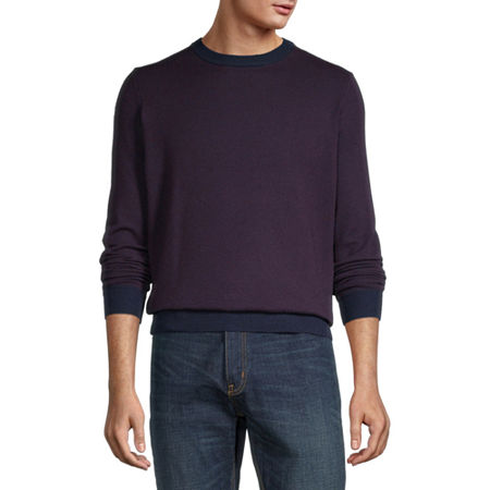 Stafford Mens Crew Neck Long Sleeve Pullover Sweater, Medium , Purple