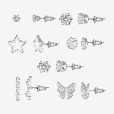 Sparkle Allure 7 Pair Cubic Zirconia Star Earring Set