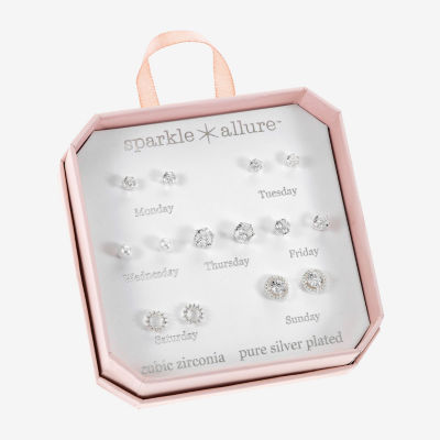 Sparkle Allure Days Of The Week 7 Pair Cubic Zirconia Earring Set