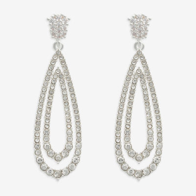 Mixit Hypoallergenic Silver Tone Cubic Zirconia Drop Earrings