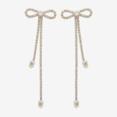 Mixit Hypoallergenic Gold Tone Cubic Zirconia Bow Drop Earrings