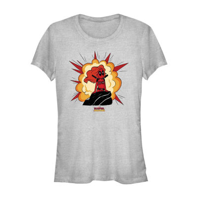 Juniors Womens Crew Neck Short Sleeve Deadpool Graphic T-Shirt