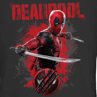 Juniors Deadpool Paint Splatter Tee Womens Crew Neck Short Sleeve Graphic T-Shirt