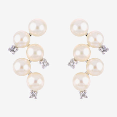 White Cultured Freshwater Pearl Sterling Silver Drop Earrings