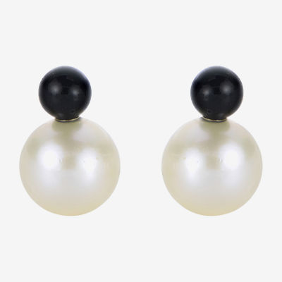 White Cultured Freshwater Pearl Sterling Silver 10mm Stud Earrings