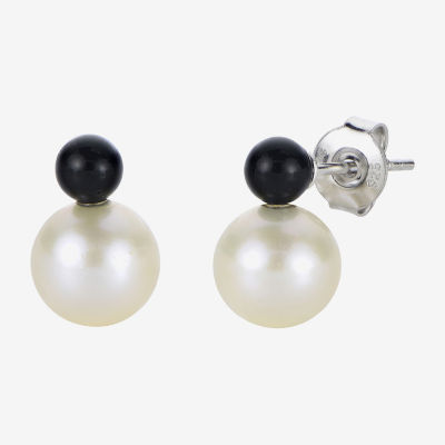 White Cultured Freshwater Pearl Sterling Silver 10mm Stud Earrings