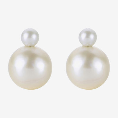 White Cultured Freshwater Pearl Sterling Silver 12mm Stud Earrings