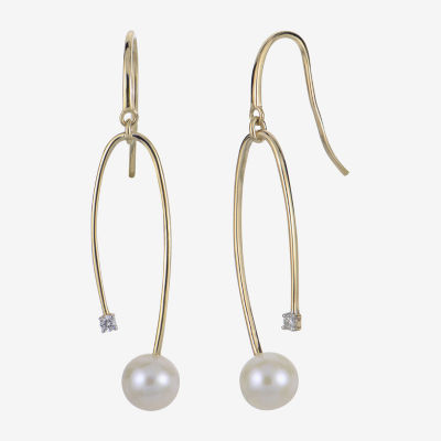 White Cultured Freshwater Pearl 14K Gold 45mm Hoop Earrings