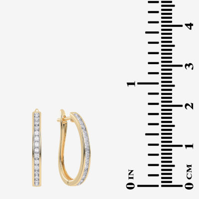 (H-I / Si2-I1) 1 CT. T.W. Lab Grown White Diamond 10K Gold 28.8mm Hoop Earrings