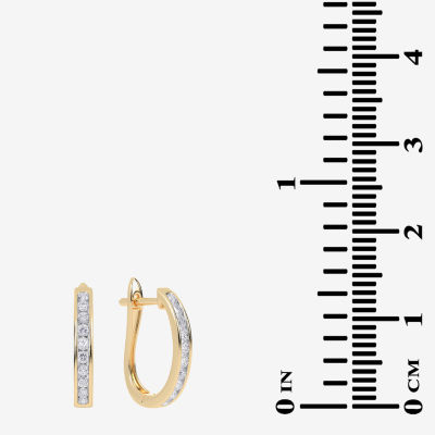 (H-I / Si2-I1) 1/2 CT. T.W. Lab Grown White Diamond 10K Gold 19.8mm Hoop Earrings