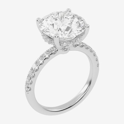 G-H / Si1-Si2) Womens 1 / CT. T.W. Lab Grown White Diamond 14K Gold Round Side Stone Engagement Ring