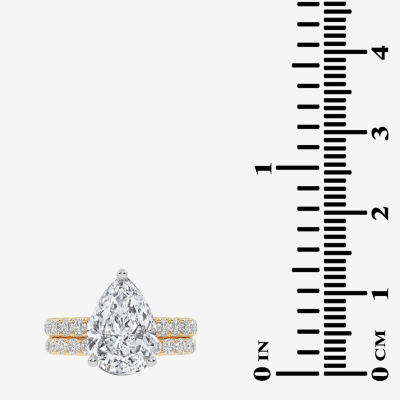 G-H / Si1-Si2) Womens / CT. T.W. Lab Grown White Diamond 14K Gold Pear Side Stone Bridal Set