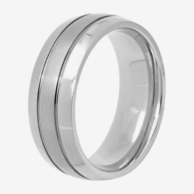 Personalized Mens 7.5mm Double-Grooved Titanium Wedding Band