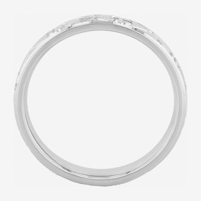  Personalized 4mm Comfort Fit Sterling Silver Cross Wedding Band