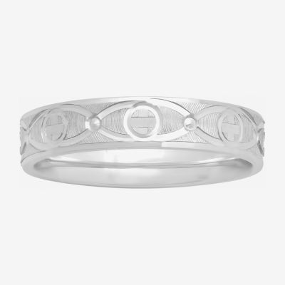  Personalized 4mm Comfort Fit Sterling Silver Cross Wedding Band