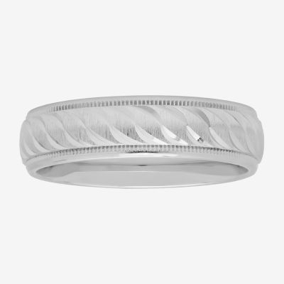  Personalized Mens 6mm Comfort Fit Sterling Silver Wedding Band