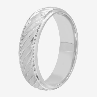  Personalized Mens 6mm Comfort Fit Sterling Silver Wedding Band