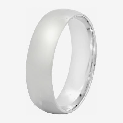  Personalized Mens 6mm Comfort Fit Domed Sterling Silver Wedding Band