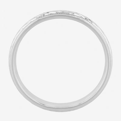  Personalized 4mm Comfort Fit Swirled Sterling Silver Wedding Band